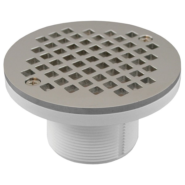 2in. PVC IPS Plastic Spud with 4in. Chrome Plated Round Strainer